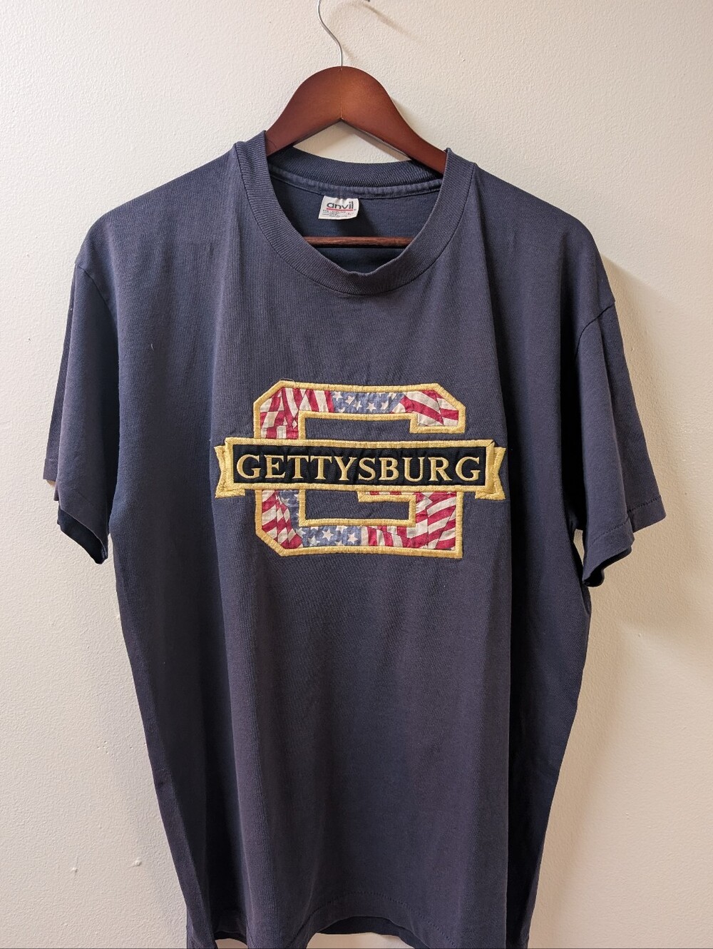 Anvil Navy Blue Gettysburg Single Stitch Tee Large